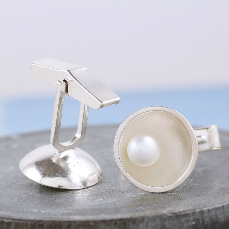 Pearl Cufflinks. 30th Anniversary Gift For Him image 4