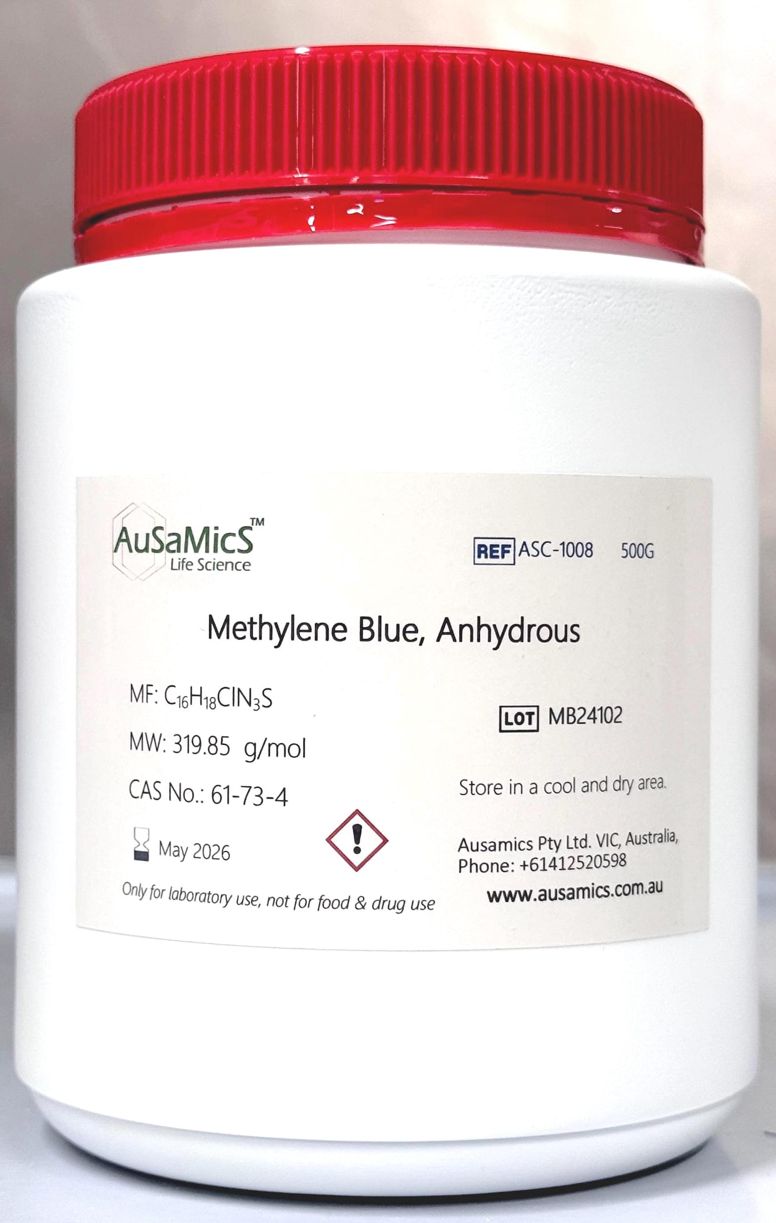 Methylene Blue Anyhdrous, Powder, Basic Blue 9, CAS 61-73-4, Purity ...
