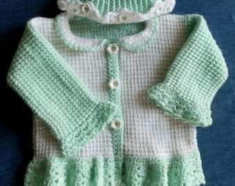 Baby Girl Sweater Set 9 to 12 mo Pattern PDF Tunisian Crochet