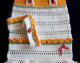 Baby Girl Crochet Pattern Dress/Pinafore with Matching Headband PDF 12 to 18mo Thread