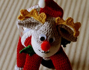 Santa Moose Christmas Ornament Cover Crochet Pattern PDF