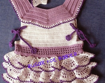 Baby Girl Ruffled Dress & Le Petite Bandeau Crochet Pattern PDF