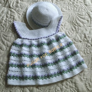 Baby Girl Dress and Bonnet 18 to 24 mo Crochet Pattern PDF image 1