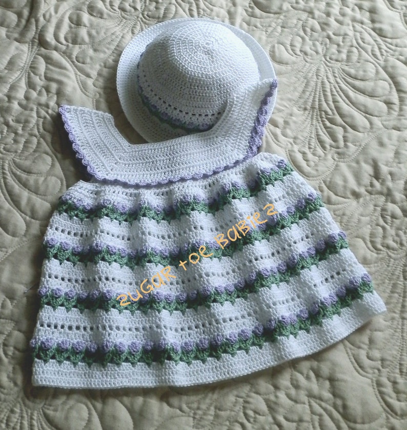 Baby Girl Dress and Bonnet 18 to 24 mo Crochet Pattern PDF image 1