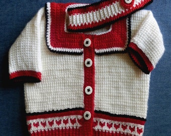 Baby Girl Cardigan Short or Long Sleeves with Matching Headband Pattern PDF
