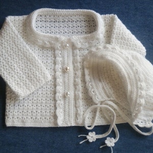 Newborn Girl Sweater Set Christening Baptism  Special Occasion PDF Pattern  0-3mo