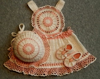 Baby Sun Dress Bonnet and T-Strap Shoes PDF pattern