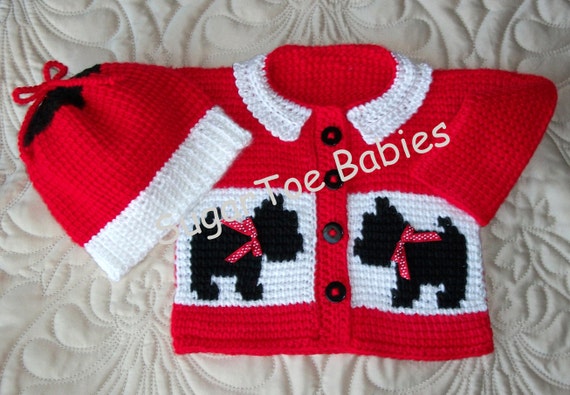Baby Sweater Set 12 months Tunisian Crochet PDF Pattern