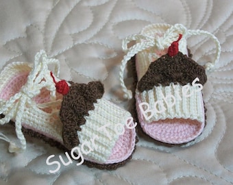Baby Booties Crochet Pattern CUPCAKES  Instant Downloadable PDF Pattern