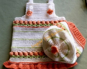 Patrón de ganchillo en PDF para jersey y gorro holgado de bebé niña de 9 a 12 meses