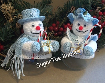 Christmas Ornament Covers Snow Couple PDF Pattern