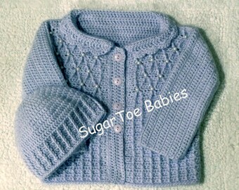 Baby Girl 24mo Sweater Set  PDF Crochet Pattern DIAMONDS and PEARLS