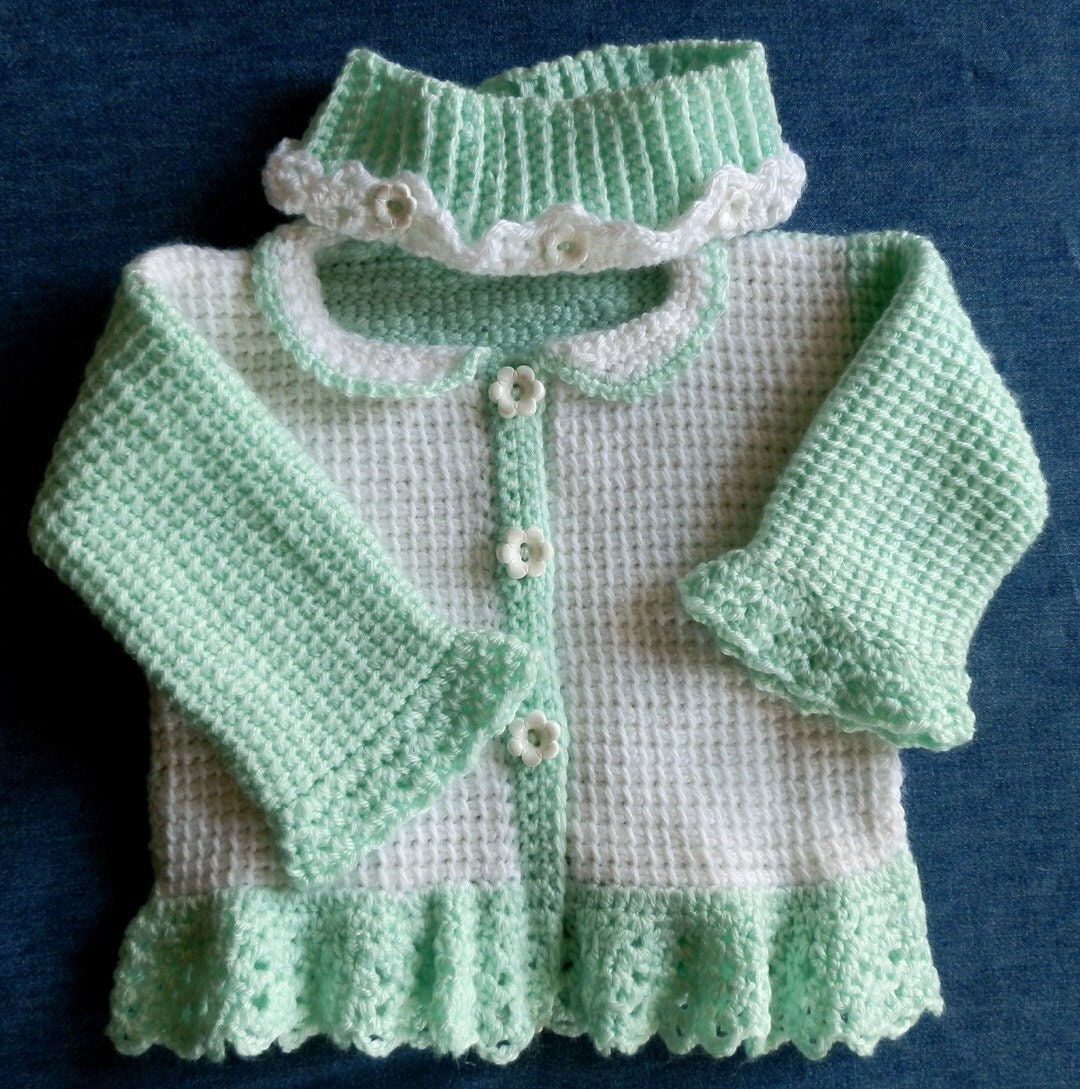 38 Matching Crochet Pattern Sets for Your Next Project 25 Baby Girl Sweater Set 9 to 12 mo Tunisian Crochet