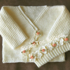 Baby Girl Sweater Set  12 months  Tunisian Afghan Stitch - PDF Pattern