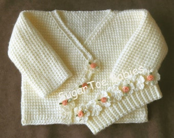 Baby Girl Sweater Set  12 months  Tunisian Afghan Stitch - PDF Pattern