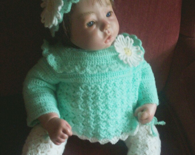 BABY CROCHET SWEATER SET With LEGGINGS Fingering Weight Yarn PATTERN