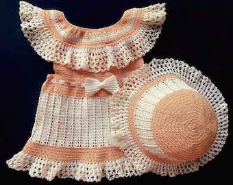 Baby Girl Dress and Sunhat 9-12 months Crochet PDF pattern