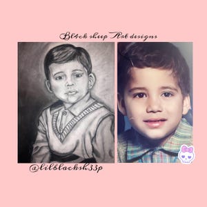 Custom portraits in charcoal and black pastel medium.