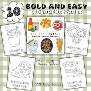 Bold and Easy Coloring Pages, Mexican Treats Coloring Pages | All Ages Coloring pages | Instant Download PDF | Mexican Food Coloring Pages