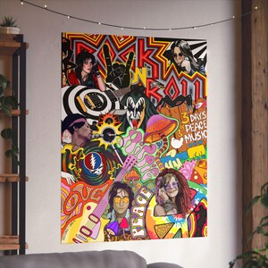 Póster de psicodelia rock: decoración de pared con arte musical vintage de los años 60 y 70