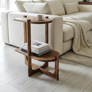 Narrow Side Table: Solid Wood Scandinavian Nightstand, Console Versatile Furniture