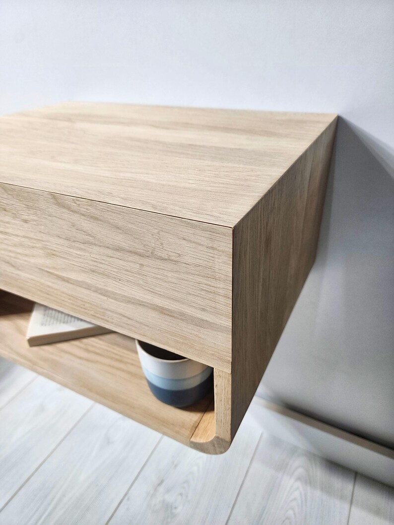 Minimalist Floating Nightstand Bedside Table | Modern Solid Wood ...
