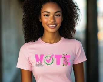 Pink and Green Vote Shirt: Sorority Election T-Shirt