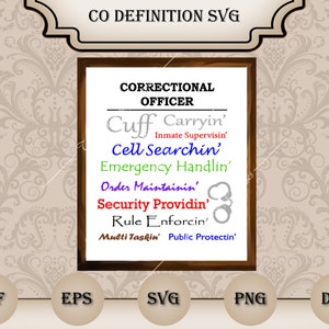 Correction Officer Definition SVG, Corrections Officer, Correctional Officer, Vector Files For Silhouette or Cricut, Png, Eps, PDF and Dxf