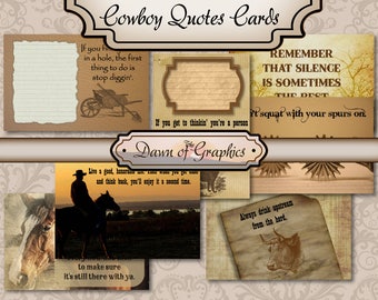 Cowboy Western Quotes Journal Card - Quotes Note Card - Printable Note Card - Funny Note Card - Junk Journal Card - Journaling Card