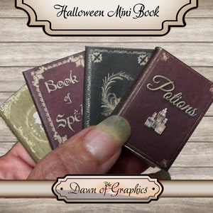 Halloween Mini Book, Mini Potions Book, Mini Book of Spells, Scrapbook Kit, junk journal, miniature, ephemera, printable, embellishment