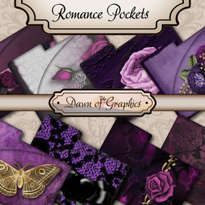 Printable Gothic Romance Pocket Envelopes for Junk Journals - Planners - Travelers Notebooks - Scrapbooking or Gift Cards - Ephemera, Tags