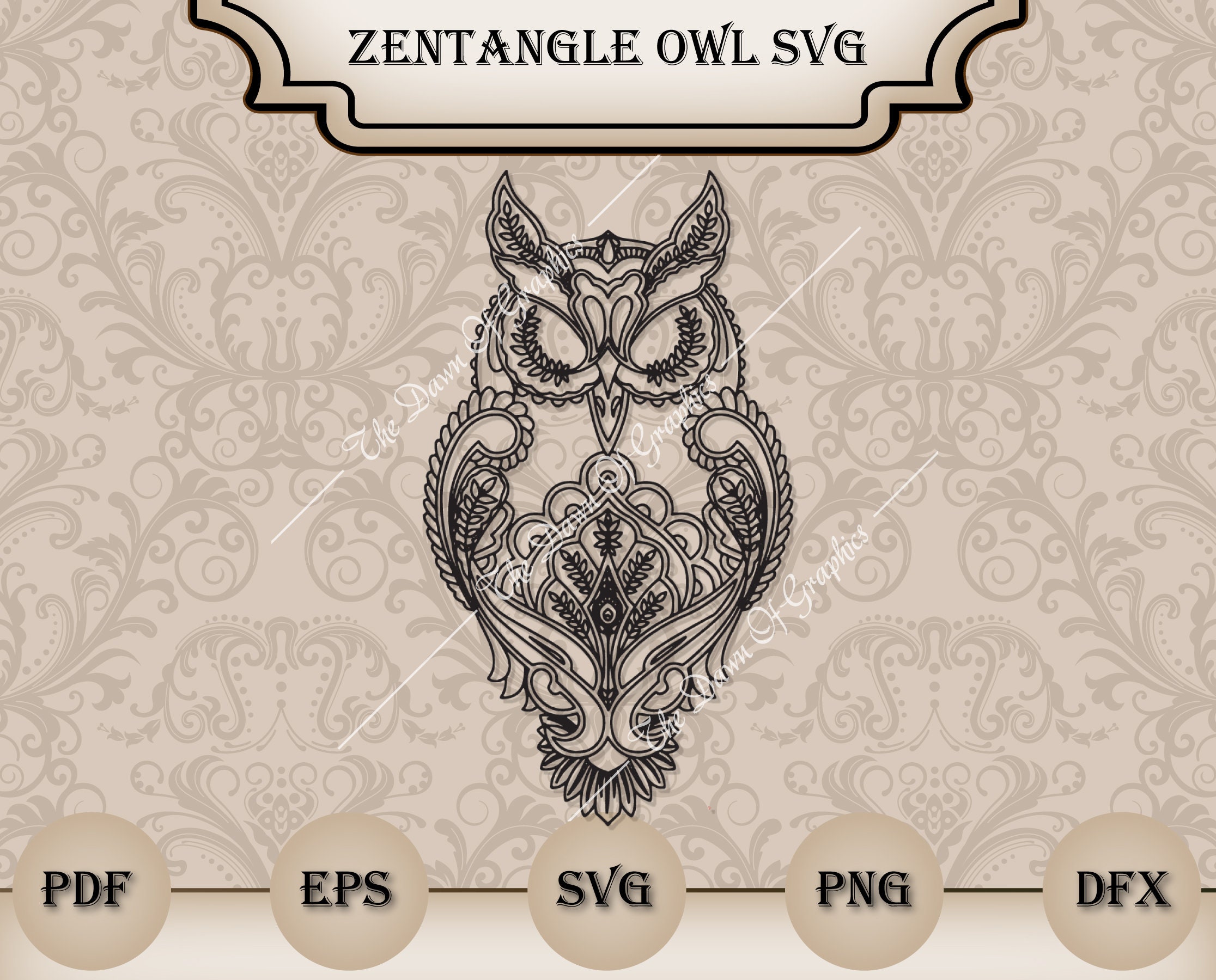 Download Zentangle Owl Svg Mandala Owl Svg Silhouette Owl Svg File Etsy