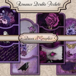 Printable Gothic Romance Double Pocket Envelopes for Junk Journals - Travelers Notebooks - Scrapbooking or Gift Cards - Ephemera, Tags