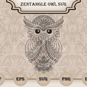 Zentangle Sowa SVG, Mandala Sowa SVG, Sylwetka Sowy Plik SVG, Cricut Zentangle Sowa Svg, Plik Cięcia, svg, png, dfx, pdf, eps