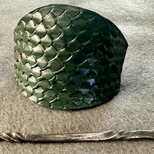 Leather and steel Barrette
