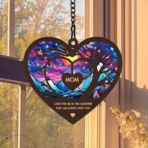 Personalized Memorial Suncatcher,Custom Suncatcher,Loss of Mom,Mother in Heaven,Memorial Gift,Sympathy Gift,Remembrance Gifts,Bereavement image 1