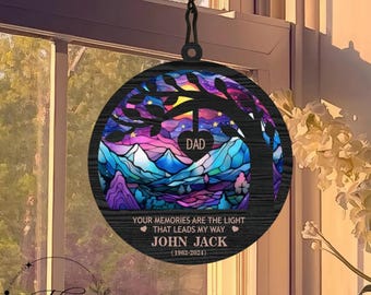 Personalized Memorial Suncatcher,Custom Suncatcher,Loss of Dad,Father in Heaven,Memorial Gift,Sympathy Gift,Remembrance Gifts,Bereavement
