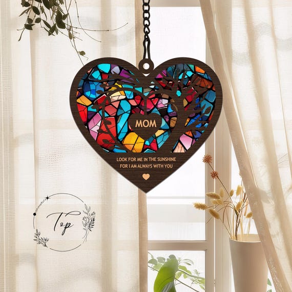 Personalized Memorial Suncatcher,Custom Suncatcher,Loss of Mom,Mother in Heaven,Memorial Gift,Sympathy Gift,Remembrance Gifts,Bereavement