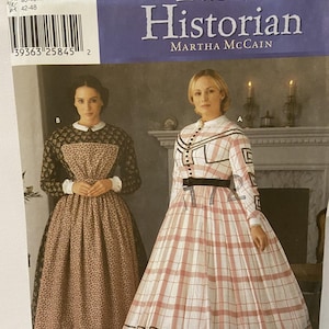 Einfachheit Mode Historiker Martha McCain Bürgerkrieg Kleid Schürze Viktorianisches Muster Antebellum 1800er Jahre Größe 14-20 Plus Größe Ungeschnitten FF