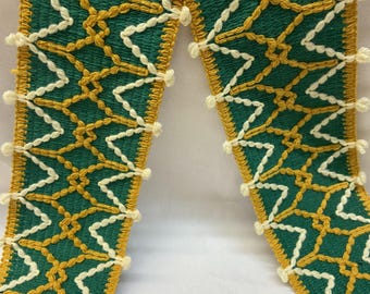 Vintage Cotton Trim 1970 Ribbon Trim  19 M length 9 cm Wide Green and Gold Pattern