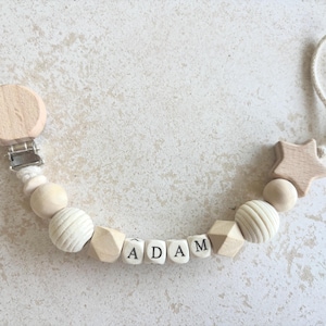 Personalized wooden pacifier clip