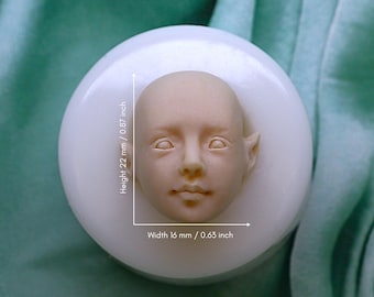 Unique Silicone Face Mold for Clay, Character, Doll Face Mould, Miniature Sculpted Head Mold, Handmade Craft Mould Tools No.216