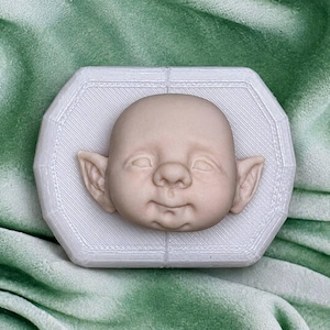 Leende älv dockhuvudform, silikon ansiktsform för handgjorda babydockor, fantasikonst och lertillbehör nr 434