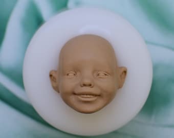 Molde de silicona con cara de bebé feliz, para hacer muñecas hechas a mano n.° 102