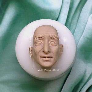 Old Man Face Mold, Miniature Silicone Mold for Clay and Plaster, 3D Artistic Human Head, Clay Doll Mold, Unique Crafting Supply No.69