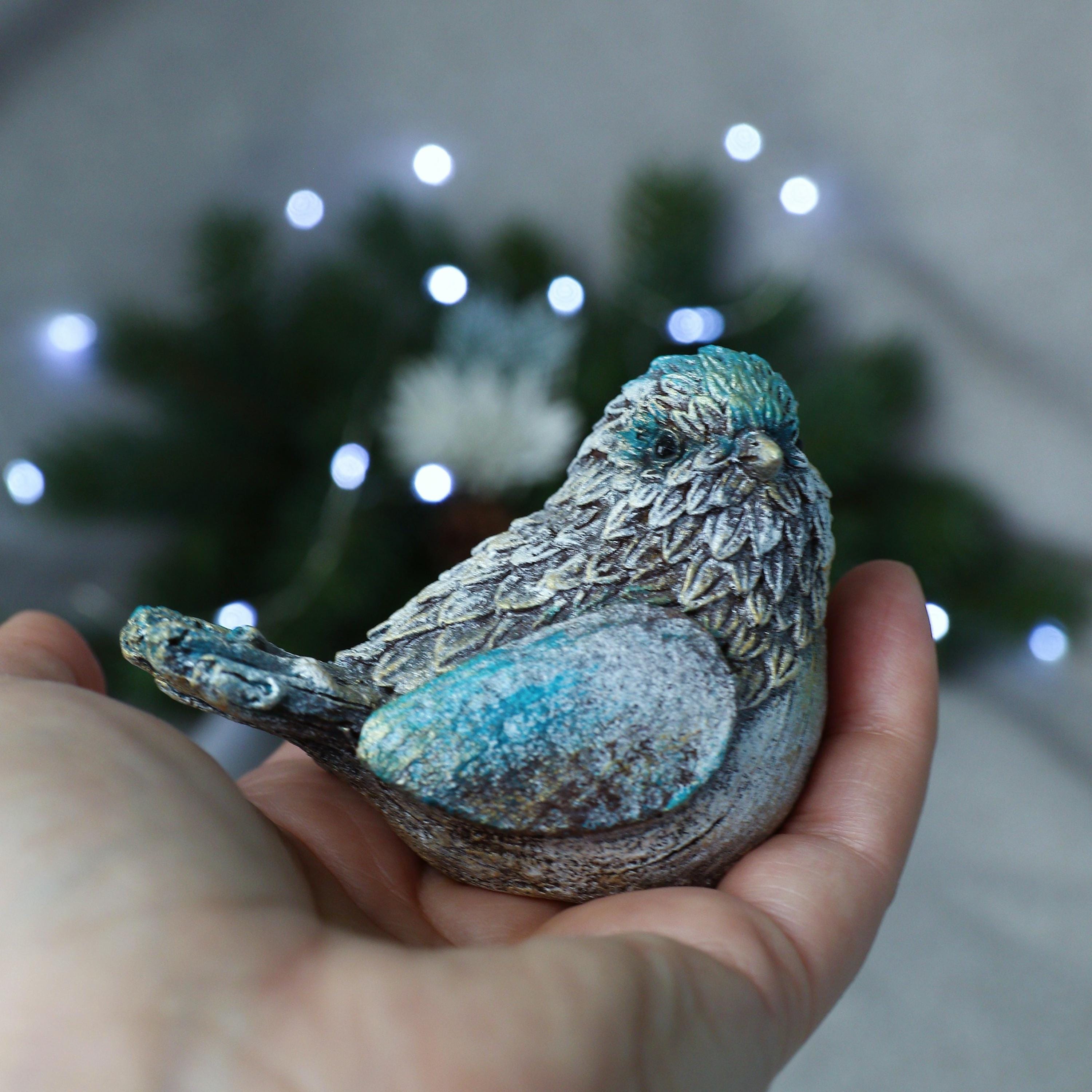 青い鳥の置物、シャビーシックな棚飾り、鳥好きへのギフト - Etsy 日本