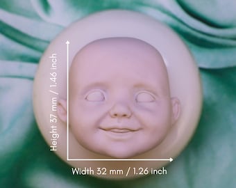 Smiley Face Mold, Handmade Baby Face Molds, 3D Doll Making & Artistic Silicone Resin Molds for Crafting No.250