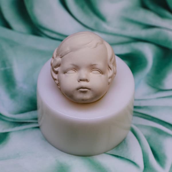 Silicone Doll Face Mold from Antique Doll, Realistic Miniature Head Mold for Resin and Polymer Clay