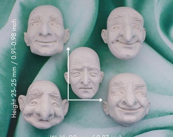Lot de vieilles têtes de poupées prêtes à l'emploi – Petit visage de poupée miniature pour pièces de poupée faites à la main, fournitures de bricolage et kit de fabrication de poupées n° 5
