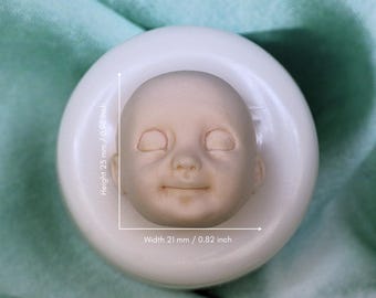 Miniature Doll Face Silicone Mold, Fantasy Dollmaking (25mm) No.228